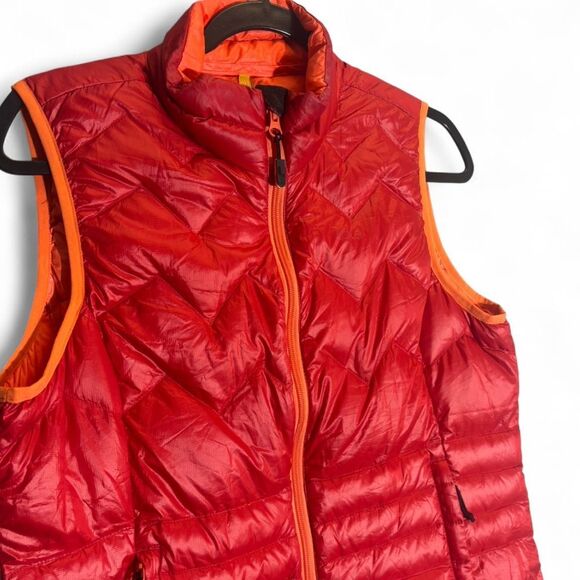 Lole Puffer Vest Duck Down Feather Red Orange L - Picture 3 of 5